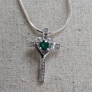 Sterling Gem stone cross on sterling necklace Best Silver Inc.